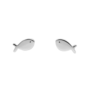 Orecchini a forma di piccoli pesci - Orecchini a forma di piccoli pesci in argento, gioielli con animali, collezione acquario, orecchini per bambini, gioielli da donna, regalo di compleanno
