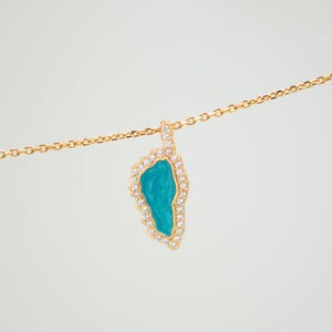 18k Gold Plated Corsica Island Map pendant with enamel, silhouette of Corsica, Corse island. Corse necklace, chain included as a gift.
