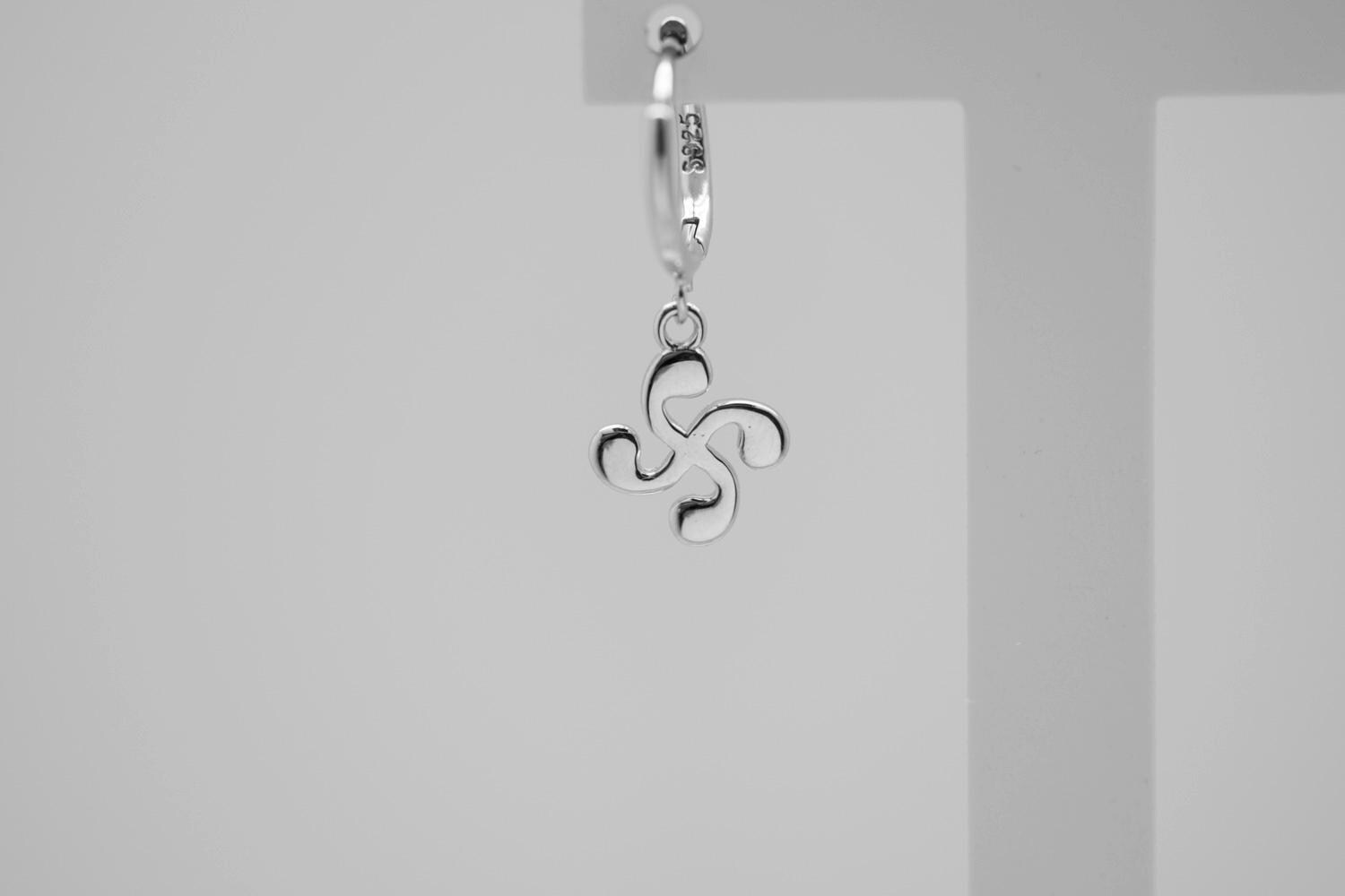 Tormalina - Orecchini Lauburu in argento Sterling 925, con simbolo di