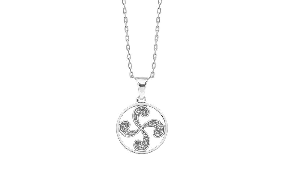 Silver Basque Pendant Necklace Lauburu Basque Cross Silver 925 | Chain Included ...