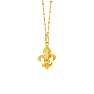 Colgante Flor de LIs, Collar Chapado Oro, Joyeria Monarca de buena calidad, Heraldica Francesa, Collar Flor de Lys, Cadena incluida