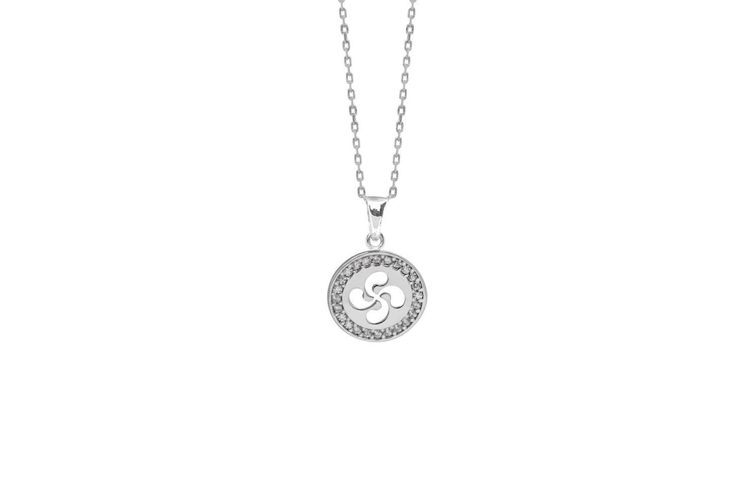 Taliisman Ciondolo Lauburu In Argento Sterling 925 – Collana A Croce Basca Con Catena In Acciaio Inclusa (40+5 Cm). Gioiello Artigianale, Idea Regalo.