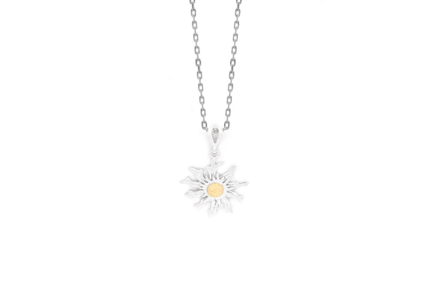 Eguzkilore Necklace Basque Sun Flower Sterling Silver 925 & 18k