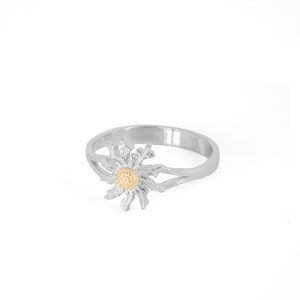 Eguzkilore Silver Ring, SunFlower Silver and Gold plated Ring, Eguzkilore silver ring, Nature Jewelry, Basque Jewellery, Girls gift/EG- 1251