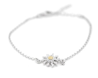 Pulsera con Flor eguzkilore en Plata y Oro chapado - Pulsera Flor del Sol - Naturaleza - Joyería Vasca -Regalo -eguzkilore euskal bitxia