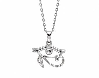 Eye of Horus pendant in sterling silver, handmade. Wedjat eye simbol of Ancient Egypt. Eye of Ra, represents well-being. Chain included.