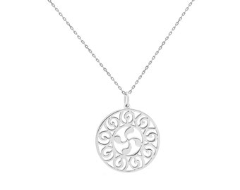 Pendentif Lauburu Argent - Collier Circulaire Basque - Élégant Cadeau Unisex - Fête des pères - Bijoux Talisman - Chaîne cadeau incluse