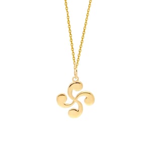 Lauburu Pendant Brass Gold Plated, Basque cross Pendant, Basque Jewellery, Lau buru necklace, gold plated chain included