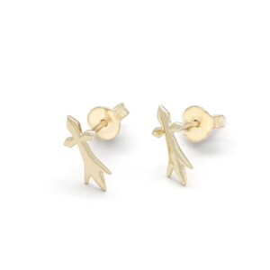 9k Gold Ermine stud Earrings, Breton symbol,  Elegant gift, Unisex jewels, Gold Jewelry, Breton gold cross