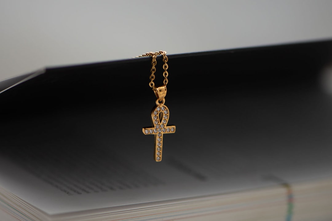 Collana Uomo E Donna Con Ciondolo Croce Ankh Egiziana - Acciaio Inossidabile Argento E Oro 14K - Catena Regina Da 45 O 55 Cm