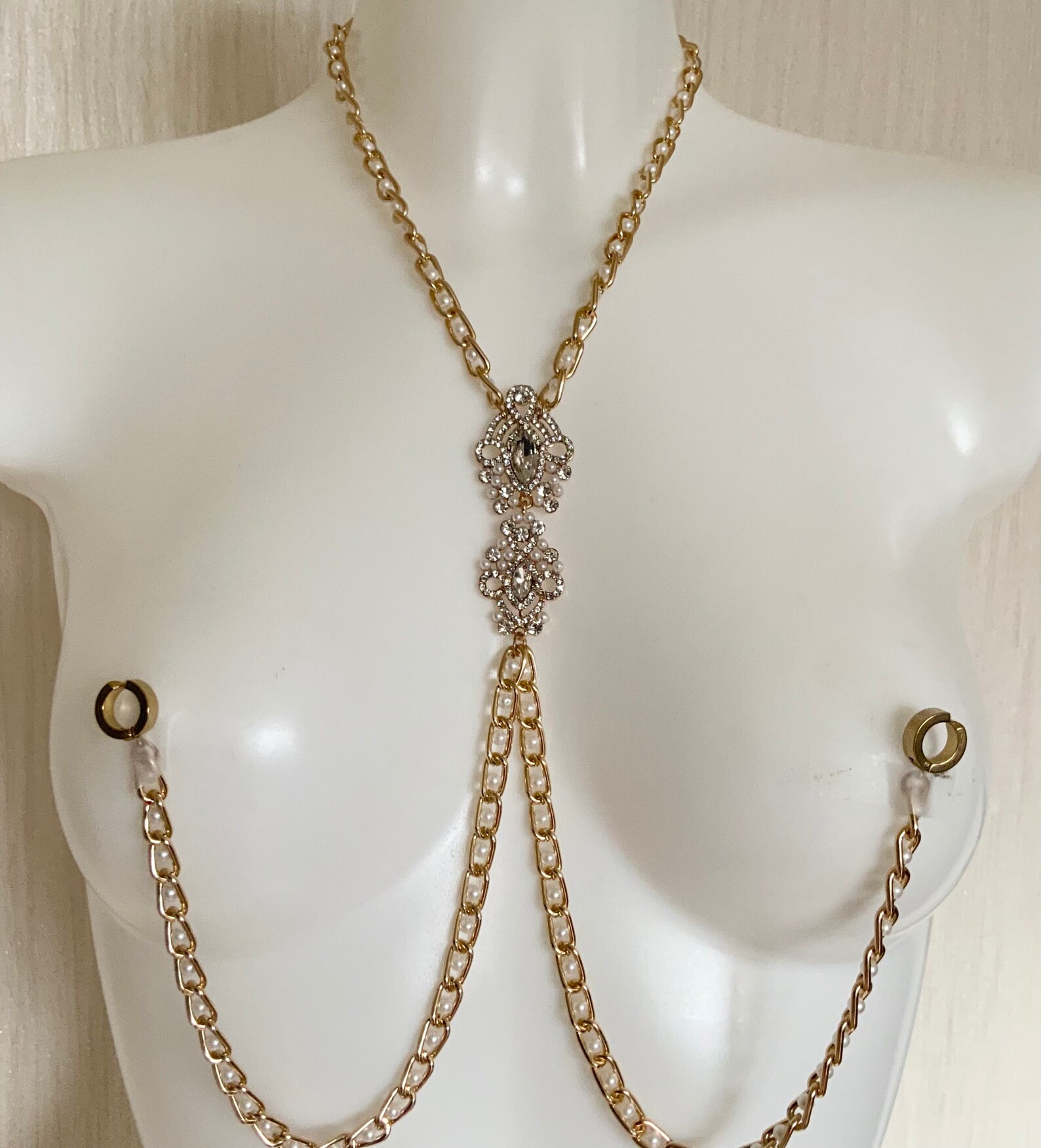 Nipple Chains Beaded Necklace With Adjustable Nipple Etsy Sweden