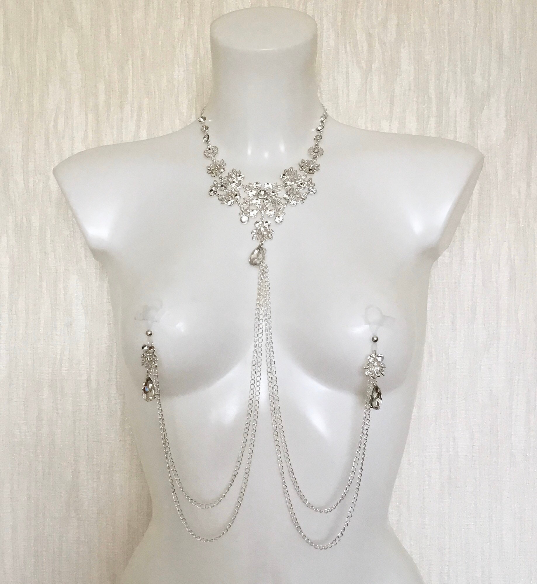 Sexy chain set with rhinestones crystals sexy body chain and | Etsy