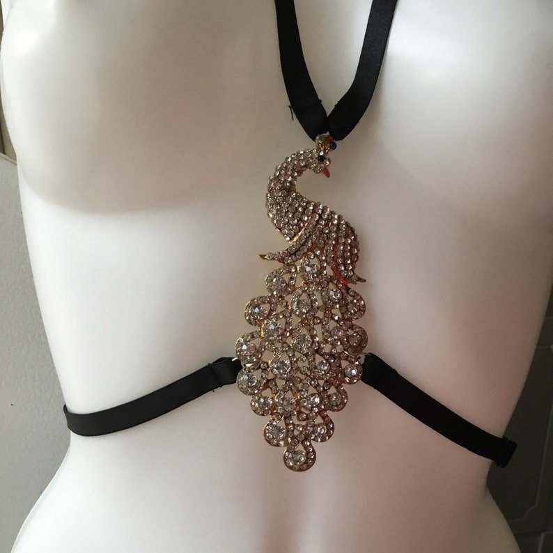 Black elastic harness with gorgeous crystal embellished,harness,sexy lingerie,lingerie lingerie