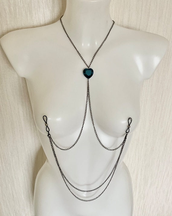 Collana a cuore con catenelle per capezzoli, collana sexy, anelli per  capezzoli non penetranti, pinze per capezzoli, gioielli per capezzoli,  catenelle per capezzoli -  Italia