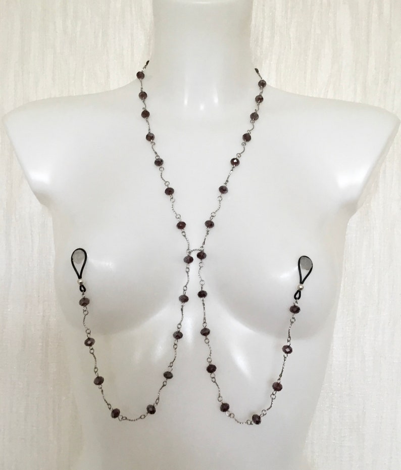 Nipple Chains Beaded Necklace With Adjustable Nipple Etsy Israel