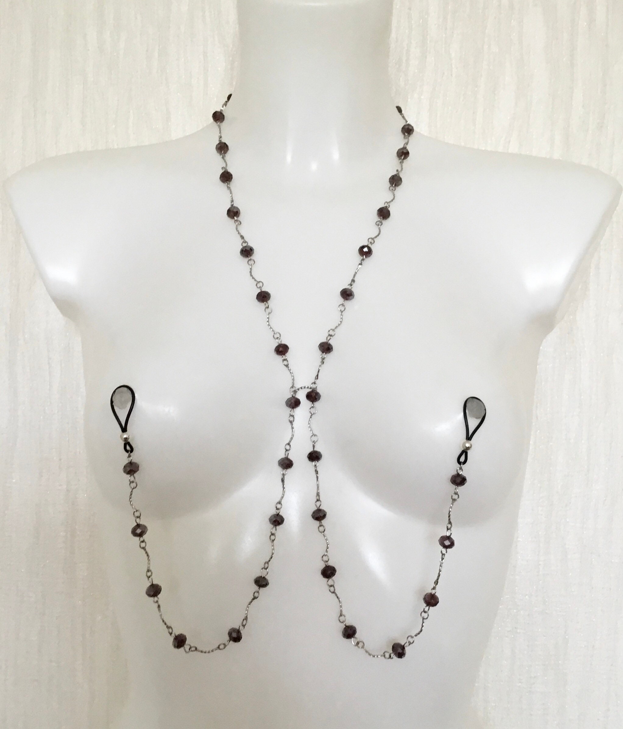 Nipple chains beaded necklace with adjustable nipple Etsy