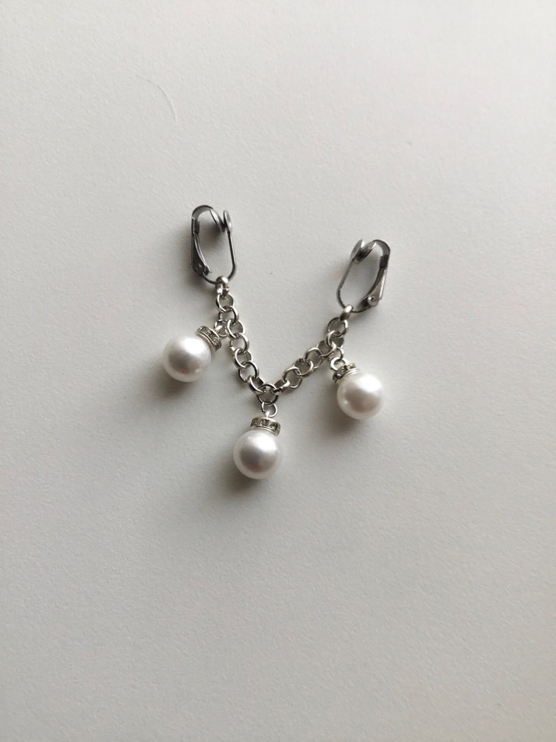 Pearl Non piercing labia clip, sexy dangle,intimate jewellery,body clip,body jewelry,sexy clit clip 