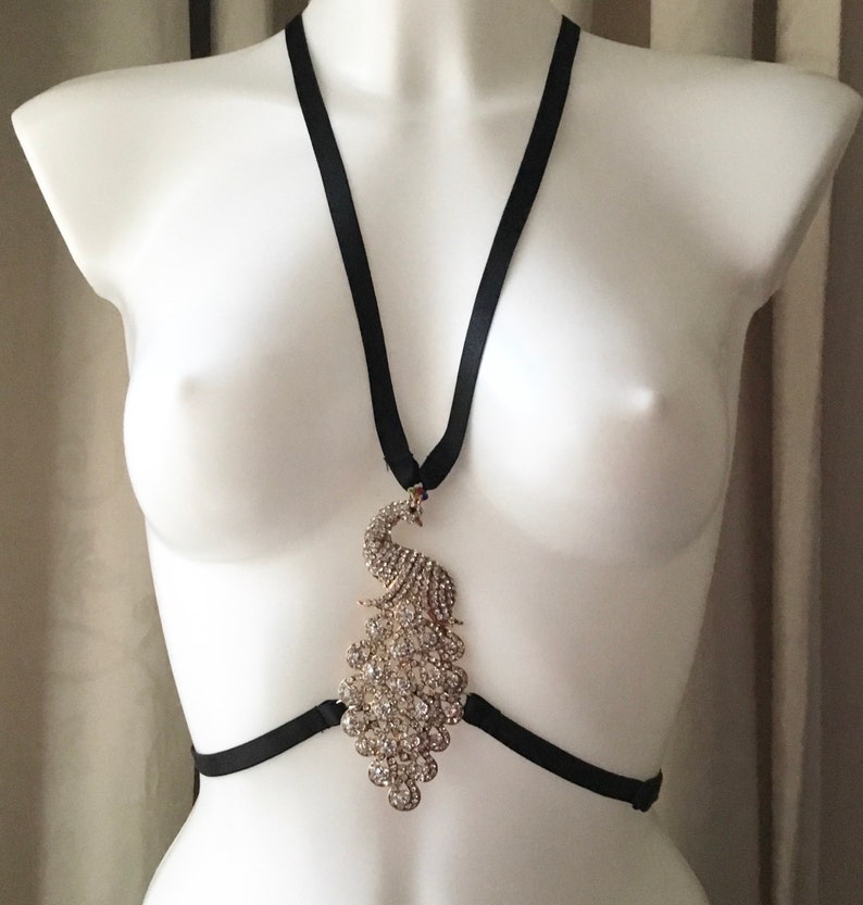 Black elastic harness with gorgeous crystal embellished,harness,sexy lingerie,lingerie lingerie