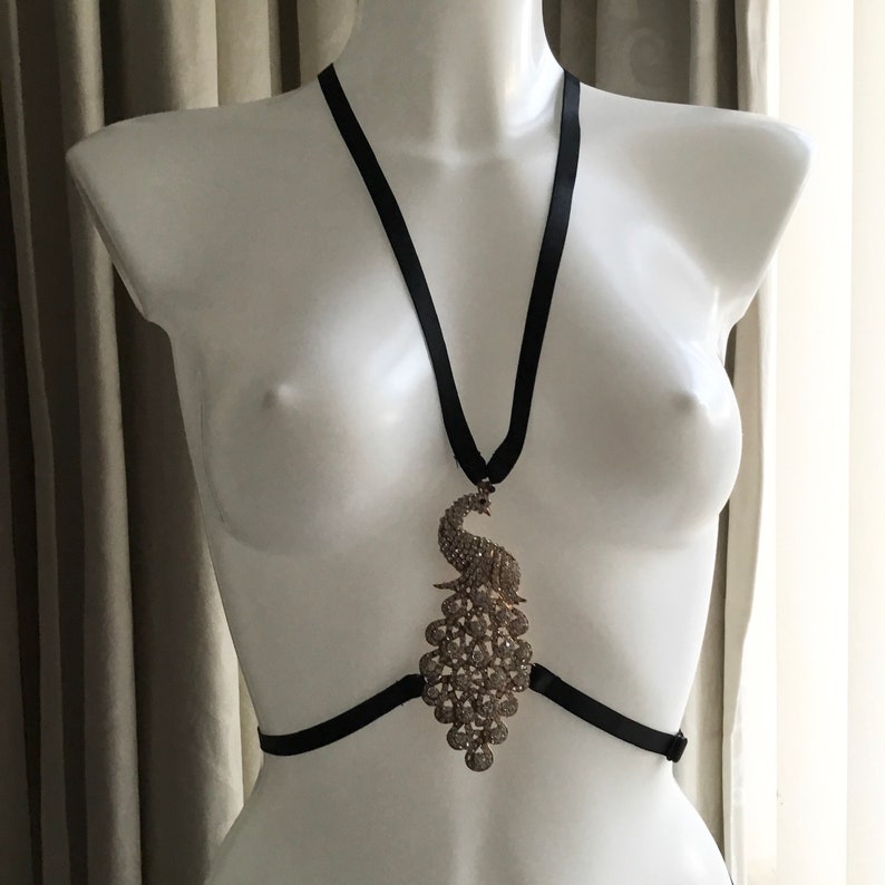 Black elastic harness with gorgeous crystal embellished,harness,sexy lingerie,lingerie lingerie