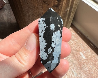 Snowflake Obsidian Wand for Self Discovery and Healing, Double Terminated