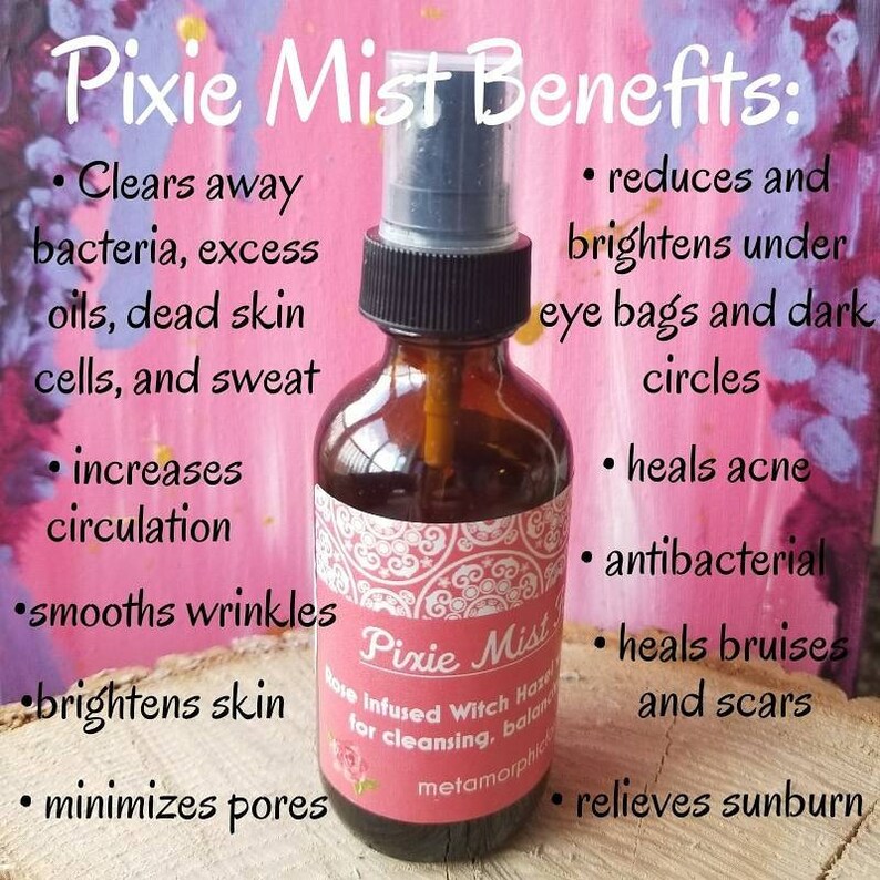 PIXIE MIST Facial Toner Astringent Spray for Cleansing and Brightening Skin With Rose Infused