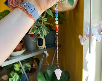 Rose Quartz Chakra Pendulum for Divination and Connection to Guides