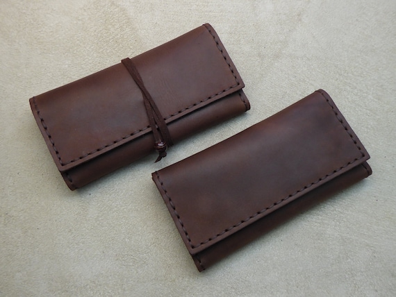 maroon tobacco Handmade Leather Tobacco Pouch (maroon - Burgundy) Handcrafted Rolling  Cigarettes Case - Waxed Cowhide