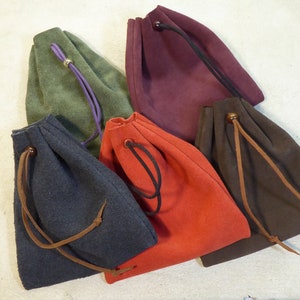 Borsa in vera pelle scamosciata, borsa multiuso con coulisse fatta a mano per soldi, gioielli, chiavi, telefoni cellulari e altro ancora