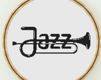Jazz Cross Stitch Pattern Jazz Counted Cross Stitch Modern Cross Stitch Music Jazz Cross Stitch Jazz Pattern PDF Download