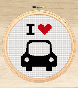 Instant Download Free Shipping Cross-stitch PDF I Love Car - Etsy