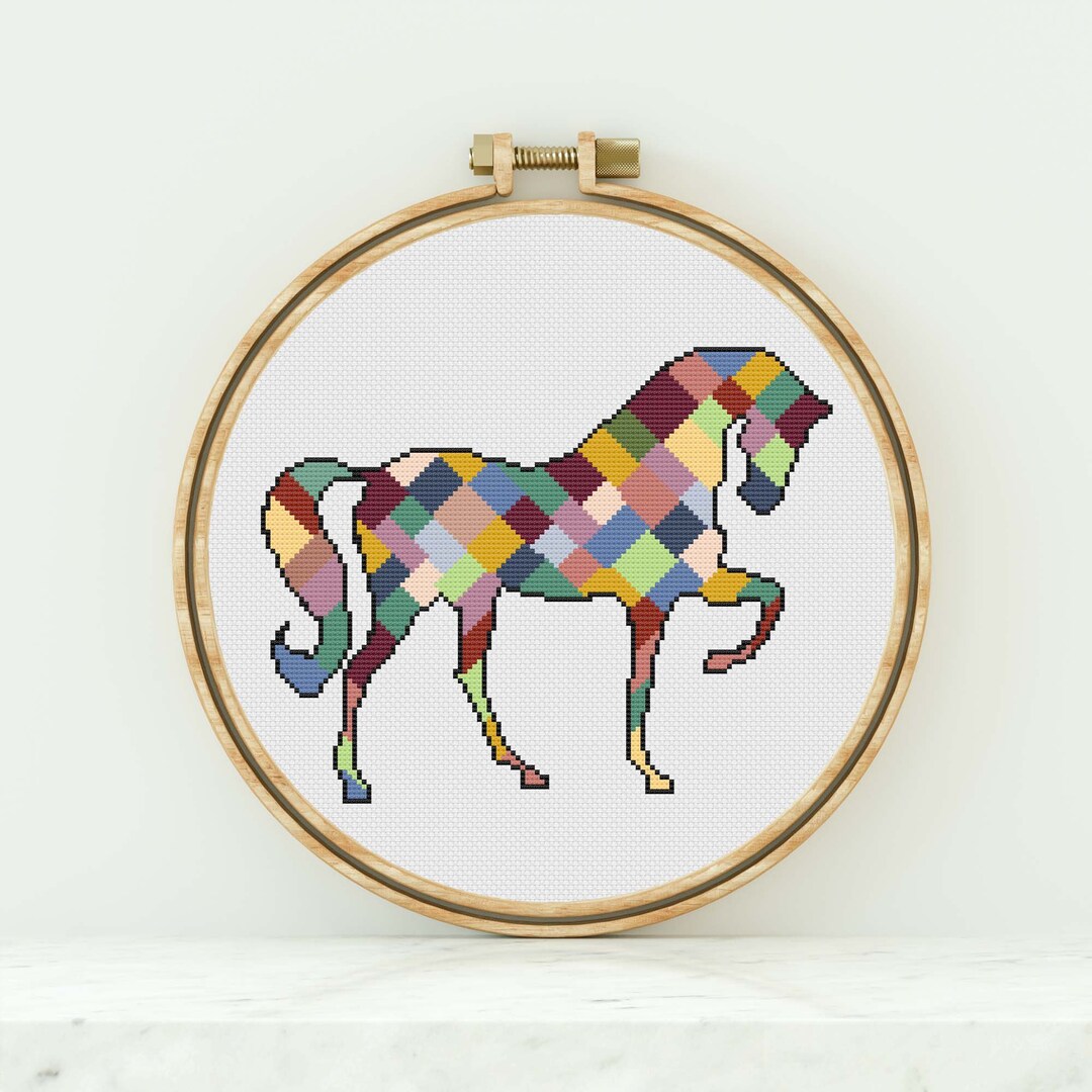 Horse Cross Stitch Pattern Geometric Horse Counted Cross Stitch Modern