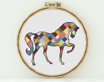 Horse Cross Stitch Pattern Geometric Horse Counted Cross Stitch Modern Cross Stitch Animal Cross Stitch Horse Pattern PDF Download