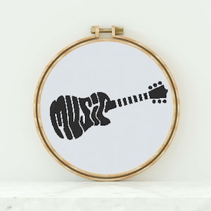 Music Guitar Cross Stitch Pattern Music Counted Cross Stitch Modern Cross Stitch Music Cross Stitch Music Pattern PDF Download