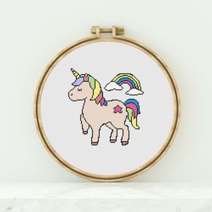 Unicorn Rainbow Cross Stitch Pattern Unicorn Rainbow Counted Cross Stitch Modern Cross Stitch Unicorn Rainbow Pattern PDF Download