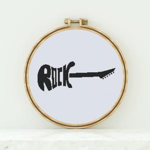 Rock Music Guitar Cross Stitch Pattern Music Counted Cross Stitch Modern Cross Stitch Rock Music PDF
