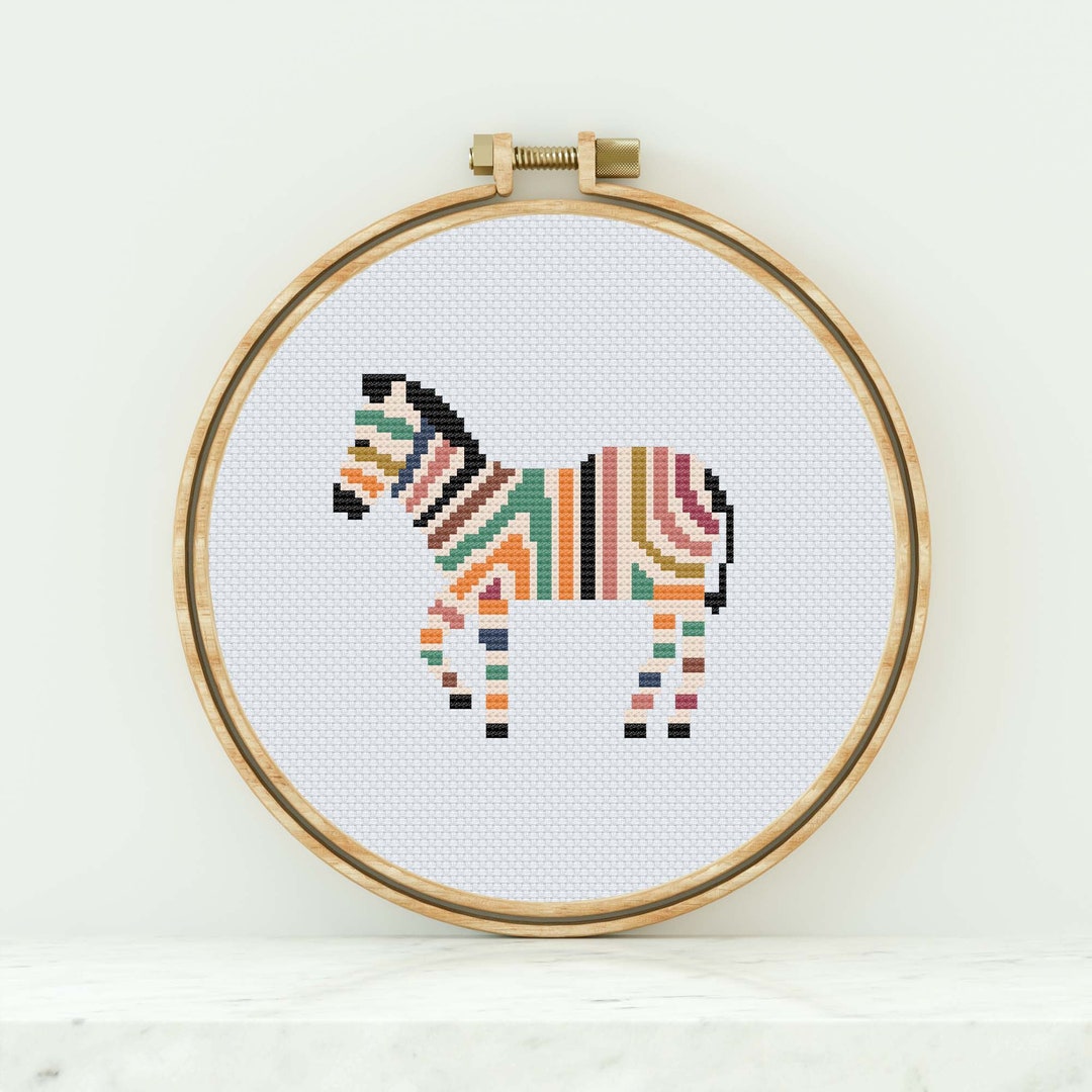 Colorful Zebra Cross Stitch Pattern Geometric Zebra Counted Cross