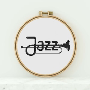 Jazz Cross Stitch Pattern Jazz Counted Cross Stitch Modern Cross Stitch Music Jazz Cross Stitch Jazz Pattern PDF Download