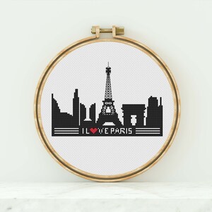 Paris Cross Stitch Pattern Counted Cross Stitch Modern  Cross Stitch Paris Pattern PDF Download