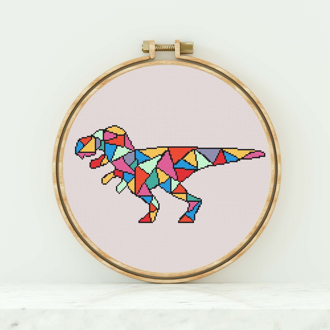 Dinosaur Cross Stitch Pattern Geometric Dinosaur Counted Cross Etsy