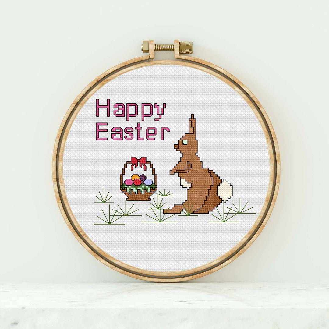 Happy Easter Cross Stitch Pattern Happy Easter Counted Cross Stitch