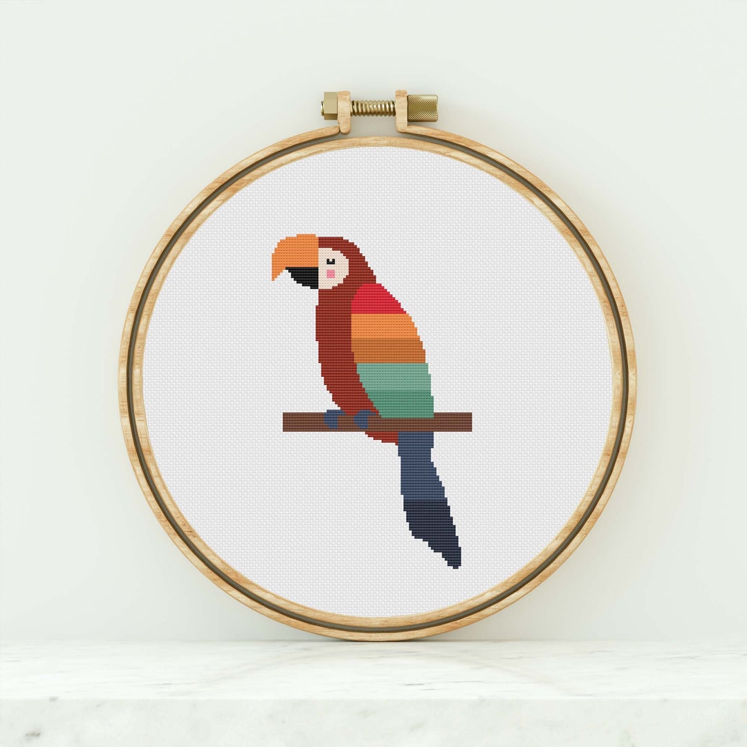 Parrot Cross Stitch Pattern Geometric Parrot Counted Cross Stitch ...
