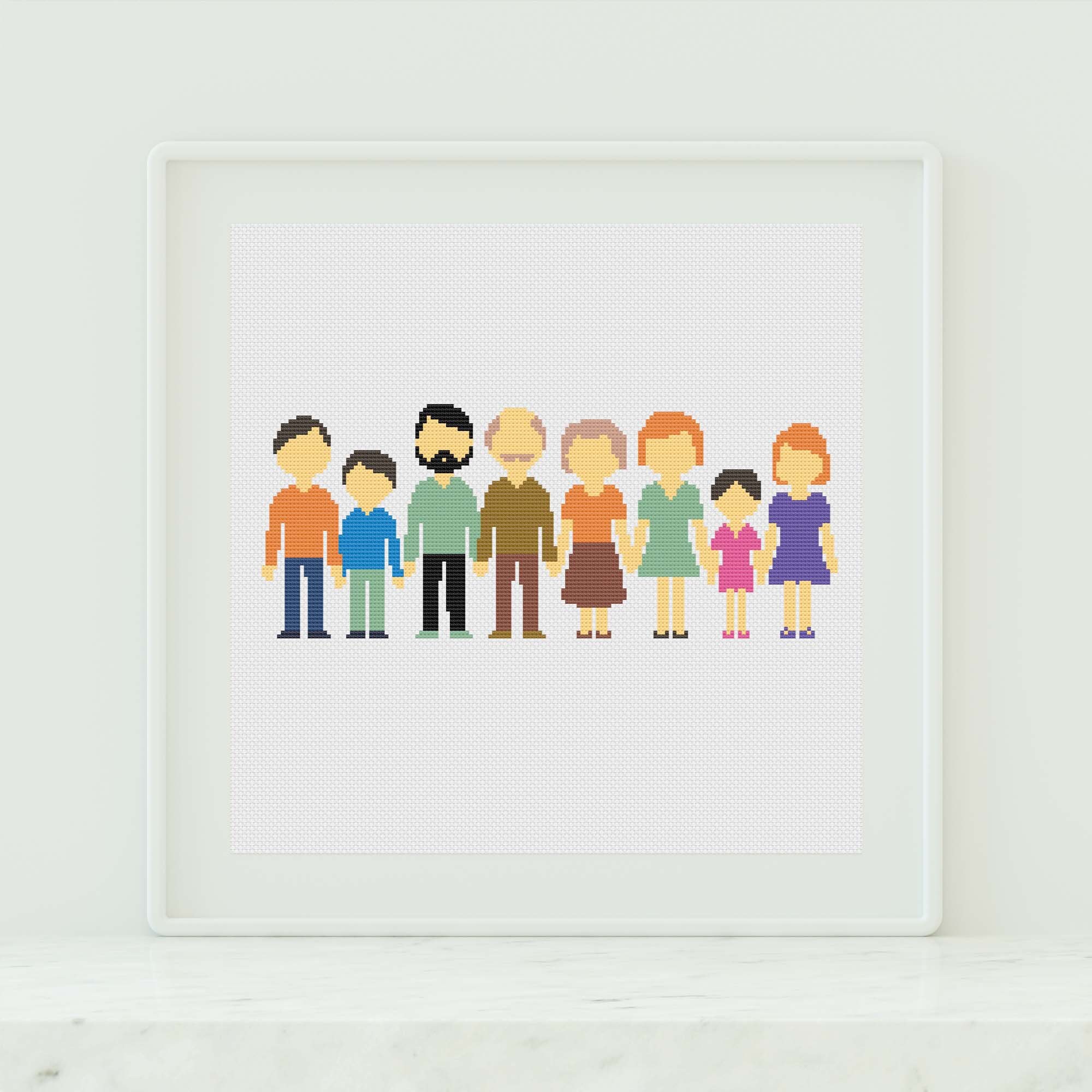 Big Family Cross Stitch Pattern Big Family Counted Cross Stitch Modern ...