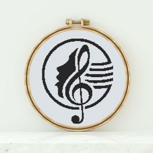 Music Note Woman Cross Stitch Pattern Music Counted Cross Stitch Modern Cross Stitch Music Cross Stitch Music Pattern PDF