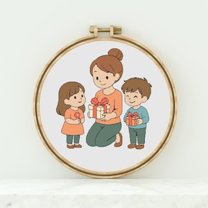 Happy Mothers Day children kids Cross Stitch Pattern Counted Modern Cross Stitch Cross Stitch Pattern PDF Download
