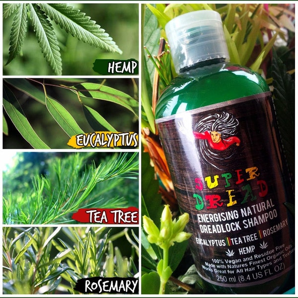Super Dread Natural Dreadlock Shampoo - Hemp, Eucalyptus, Tea Tree and Rosemary Dread Shampoo