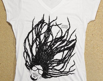Super Dread Natty Dreadlocks Ladies T-Shirt - White