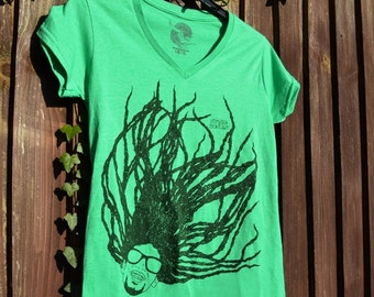 Super Dread Natty Dreadlocks Ladies T-Shirt - Green