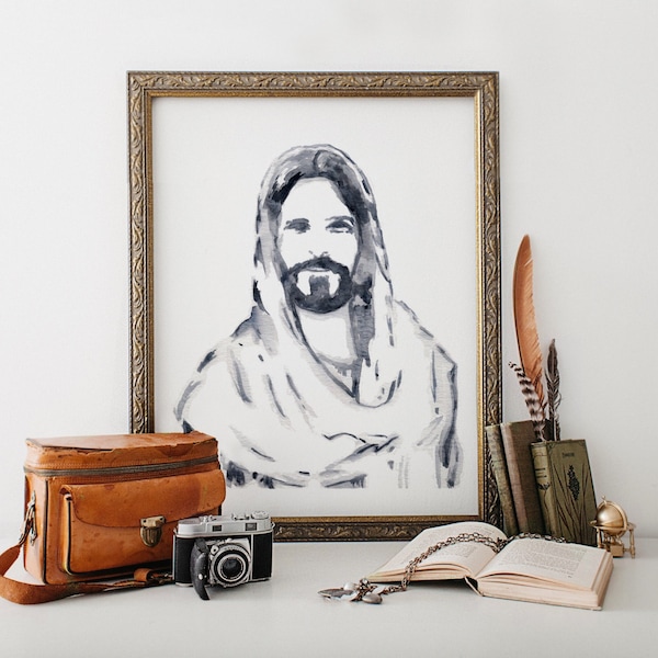 Aquarelle IMPRIMABLE Christ Portrait// Christ Portrait// Christ Painting// Jesus Christ Painting// Christ Print