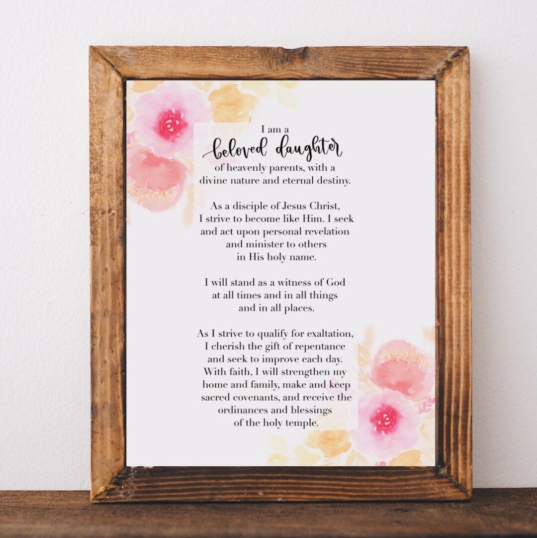 PRINTABLE YW Updated Theme // Young Women's Updated Theme // LDS Young ...