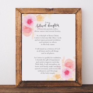 PRINTABLE YW Updated Theme // Young Women&#39;s Updated Theme // LDS Young Women Theme // Church of Jesus Christ Young Women Theme Print